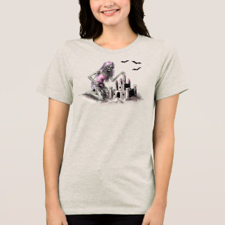 夏のゾンビの砂の城建築 トライブレンドTシャツ