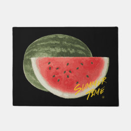 夏のタイムのスイカ ドアマット