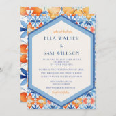 夏のタイル抽象芸術パター結婚ン 招待状 (正面/裏面)