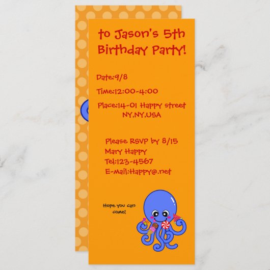 夏のタコ 招待状 (正面/裏面)