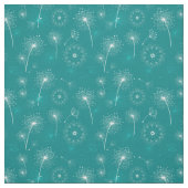 夏のタンポポティール（緑がかった色）と白い花のパターン ファブリック (見本)
