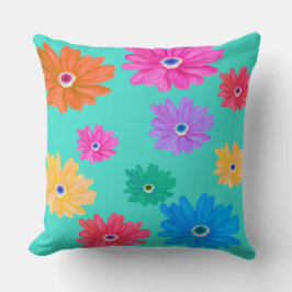夏のターコイズフローラ装飾用クッション クッション