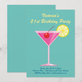 夏のターコイズ 21歳の誕生日パーティー招待状 招待状 (正面/裏面)