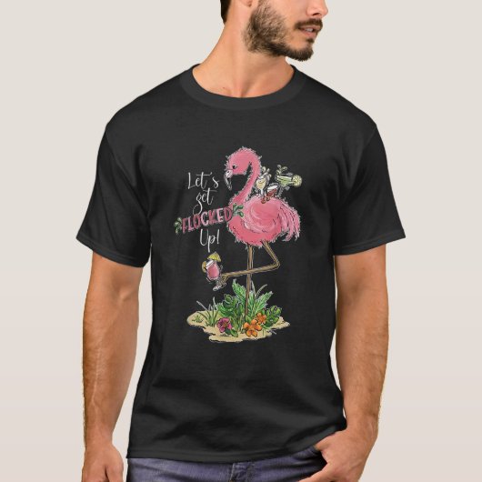 夏のティーフラミンゴに囲まれよう Tシャツ (正面)