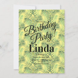 夏のテーマのパームツリーの葉のグリーンジャングルの招待状 招待状