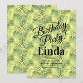 夏のテーマのパームツリーの葉のグリーンジャングルの招待状 招待状 (正面/裏面)