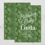 夏のテーマのパームツリーの葉のグリーンジャングル 招待状 (正面/裏面)