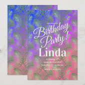 夏のテーマのパームツリーの葉のグリーン装飾 招待状 (正面/裏面)