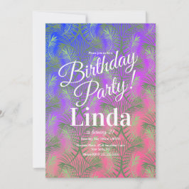 夏のテーマのパームツリーの葉のグリーン装飾 招待状