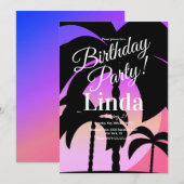 夏のテーマのパームツリー カラフルな招待状 招待状 (正面/裏面)