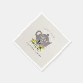 夏のデイジーフローラフローラブライダル茶 スタンダードカクテルナプキン (角)