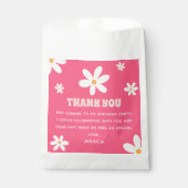 夏のデイジーホットピンクキッズ誕生日ありがとう フェイバーバッグ (正面)