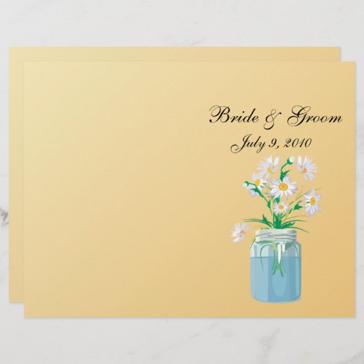 夏のデイジー折り畳み結婚式 プログラム (正面/裏面)