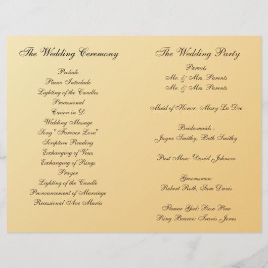 夏のデイジー折り畳み結婚式 プログラム (裏面)