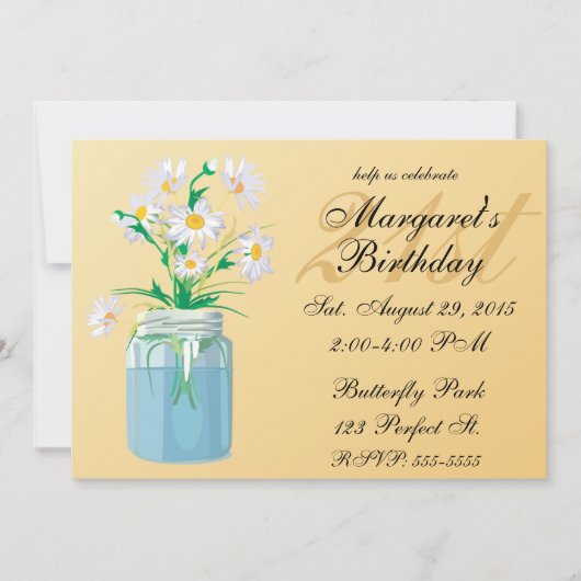 夏のデイジー誕生日招待状 招待状 (正面)