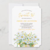 夏のデイジー黄色と白のレースsweet sixteen 招待状 (正面)
