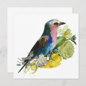 夏のデザインと薄紫焼きローラーバード 招待状 (正面/裏面)