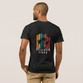 夏のデザインの黒Tシャツ Tシャツ (裏面フル)