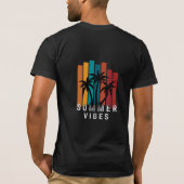 夏のデザインの黒Tシャツ Tシャツ (裏面)