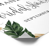 夏のトロピカルな葉のゴールドのウェディングシャワーの歓迎 ポスター (角)