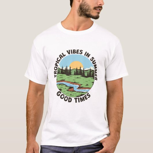 夏のトロピカルな雰囲気 Tシャツ (正面)