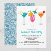 夏のトロピカルカクテル 大人プールパーティー 招待状 (正面/裏面)