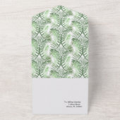 夏のトロピカルグリーン パーム写真 ウェディング オールインワン招待状 (外側)