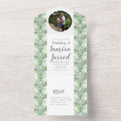 夏のトロピカルグリーン パーム写真 ウェディング オールインワン招待状 (内側)