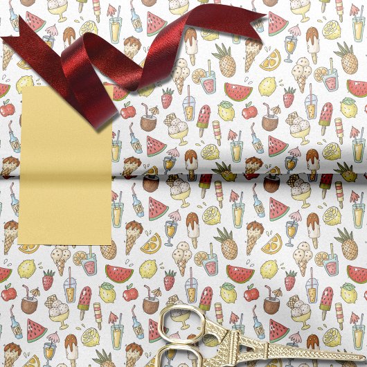 夏のトロピカルスイーツパターン 薄葉紙