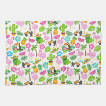 夏のトロピカルトゥーカンとフラミンゴのパターン