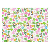 夏のトロピカルトゥーカンとフラミンゴのパターン テーブルクロス (正面(横))