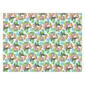 夏のトロピカルトゥーカンと花柄 テーブルクロス (正面(横))