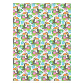 夏のトロピカルトゥーカンと花柄 テーブルクロス (正面)