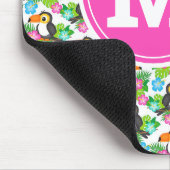 夏のトロピカルトゥーカンと花柄 マウスパッド (コーナー)