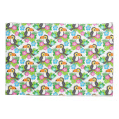 夏のトロピカルトゥーカンと花柄 枕カバー (裏面)