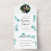 夏のトロピカルパーム写真ウェディング オールインワン招待状 (内側)