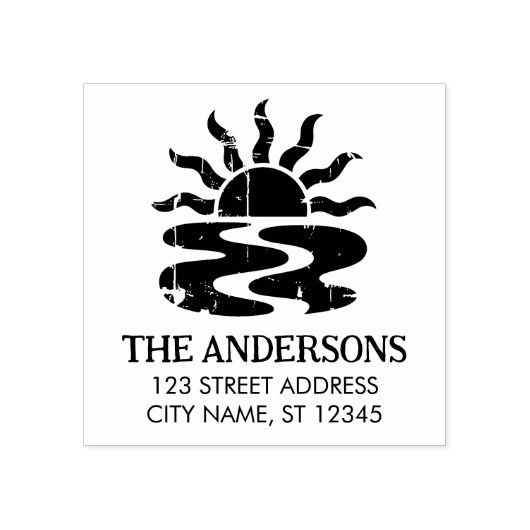 夏のトロピカルビーチサンセットカスタム返送先住所 ラバースタンプ (インプリント)