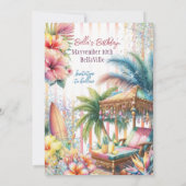 夏のトロピカルビーチルアウ セーブザデートカード 招待状 (裏面)