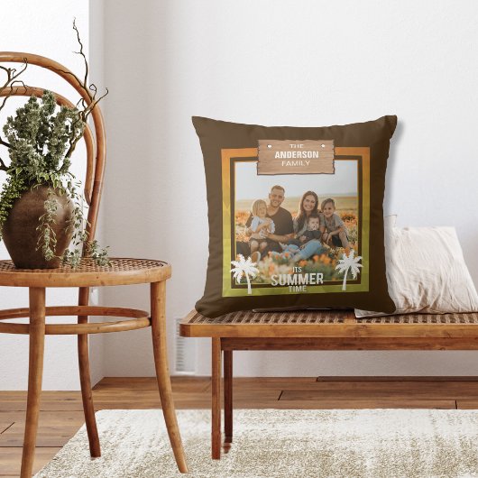 夏のトロピカルフォトフレーム休暇パームツリー クッション