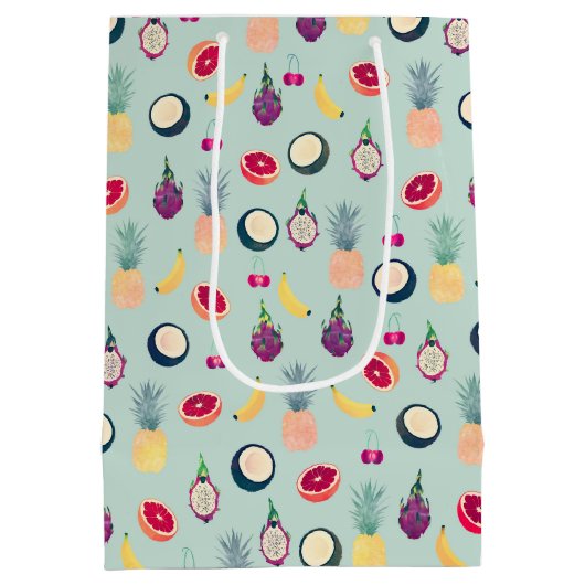 夏のトロピカルフカラフルルーツミント ミディアムペーパーバッグ (裏面)