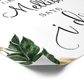 夏のトロピカルリーフ フラワーデザイン ゴールド カウントダウン サイン (角)