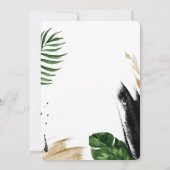 夏のトロピカル葉アーチフレームブライダルシャワー 招待状 (裏面)