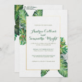 夏のトロピカル葉ウェディングパーティー招待状 招待状 (正面/裏面)