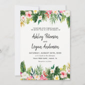 夏のトロピカル葉結婚式招待状カード 招待状 (正面)