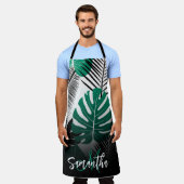 夏のトロピカル葉 エプロン (着用した状態)
