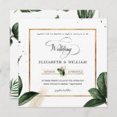 夏のトロピカル離れ結婚ズスクエア 招待状 (正面/裏面)