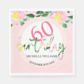 夏のトロピカル ピンク フローラル ウォーターカラー スタンダードランチョンナプキン (正面)