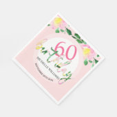 夏のトロピカル ピンク フローラル ウォーターカラー スタンダードランチョンナプキン (角)