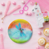 夏のトンボの虹の明るい装飾的 ペーパープレート (パーティー)