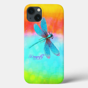 夏のトンボの虹の明るい装飾的 iPhone 13ケース